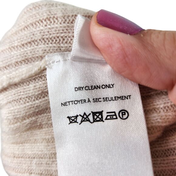 MAEVE Anthropologie Sweater Womens Medium Petite Cream Cashmere Ribbed Knit - Picture 12 of 15